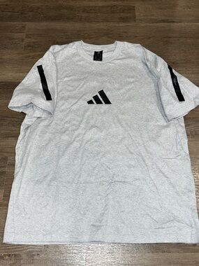 adidas Light Gray Short Sleeve Tee with Black Logo